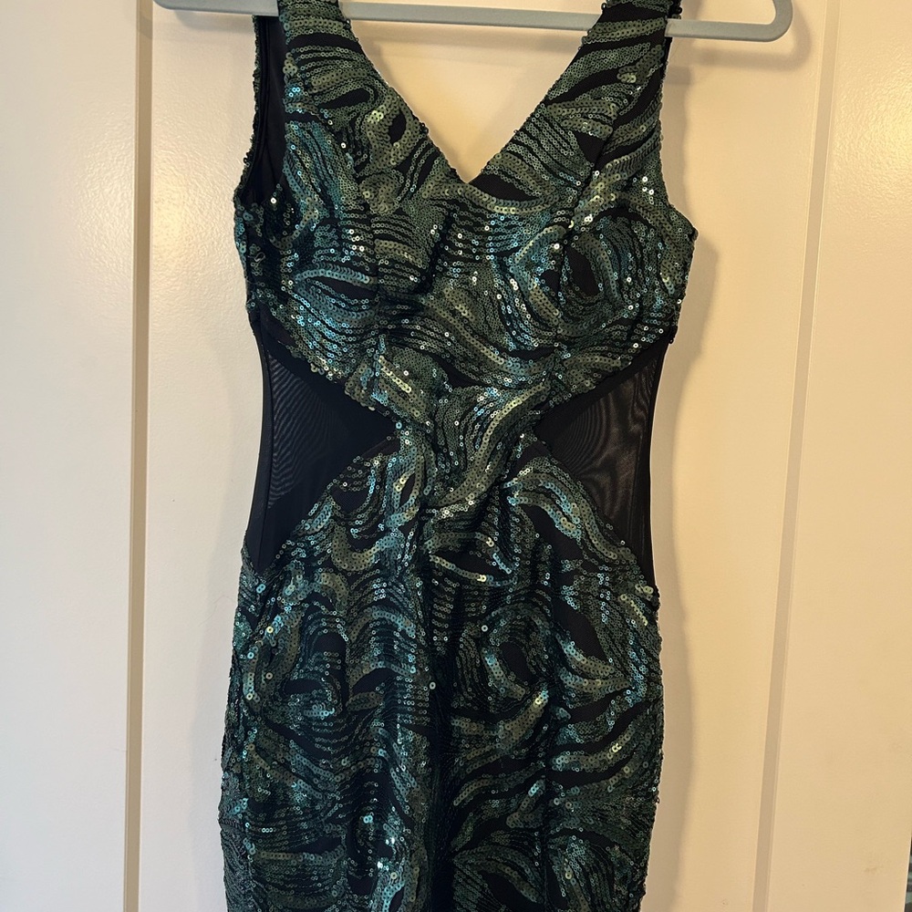 SOLD Green and Black Sequin Dress
